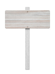 White wooden sign isolated on transparent background - PNG format.