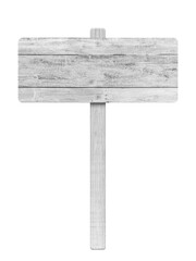 White wooden sign isolated on transparent background - PNG format.