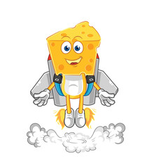 cheese head with jetpack mascot. cartoon vector