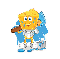 cheese head painter illustration. character vector