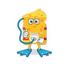 cheese head diver cartoon. cartoon mascot vector