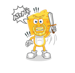 cheese head knights attack with sword. cartoon mascot vector