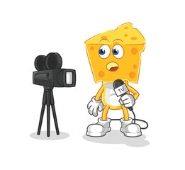 cheese head tv reporter cartoon. cartoon mascot vector