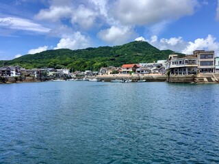 Fototapeta na wymiar Scenery of Ushibuka Port in Amakusa City in summer
