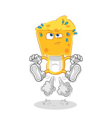 cheese head fart jumping illustration. character vector