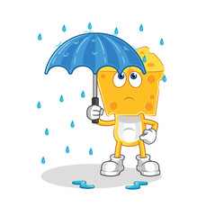 cheese head holding an umbrella illustration. character vector