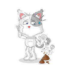 cat with stinky waste illustration. character vector