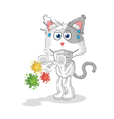 cat refuse viruses cartoon. cartoon mascot vector