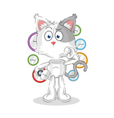 cat with wristwatch cartoon. cartoon mascot vector