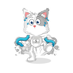 cat runner character. cartoon mascot vector