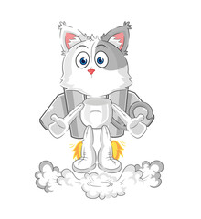 cat with jetpack mascot. cartoon vector