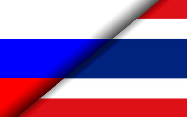Flags of Russia and Thailand divided diagonally