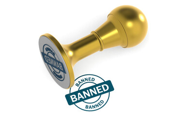 Golden stamp with banned word