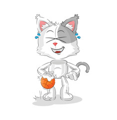cat dribble basketball character. cartoon mascot vector