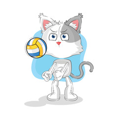 cat play volleyball mascot. cartoon vector