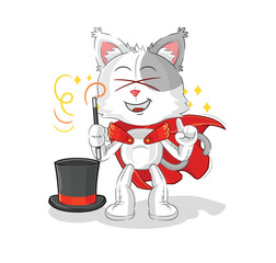 cat magician illustration. character vector