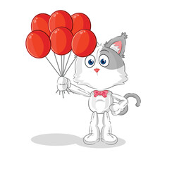 cat clown with balloons vector. cartoon character