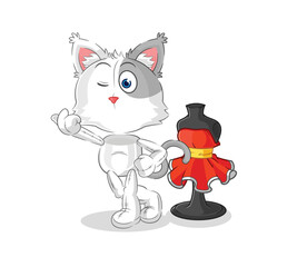 Obraz premium cat fashion designer vector. cartoon character