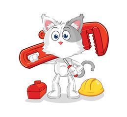 cat plumber cartoon. cartoon mascot vector