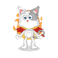 cat demon with wings character. cartoon mascot vector