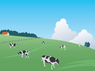 田舎の牛の酪農風景