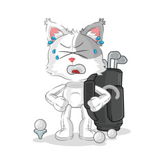 Fototapeta premium cat with golf equipment. cartoon mascot vector