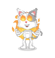cat on fire mascot. cartoon vector