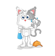 cat cleaner vector. cartoon character