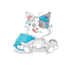 cat sick vector. cartoon character