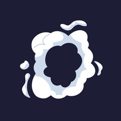 Abstract steam cloud puffs silhouette. Cartoon explosion animated shot, explode clouds frames. . Isolated vector illustration