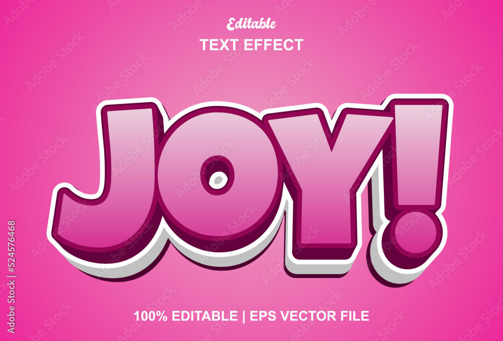 Aufkleber joy text effect with pink color 3d style editable.