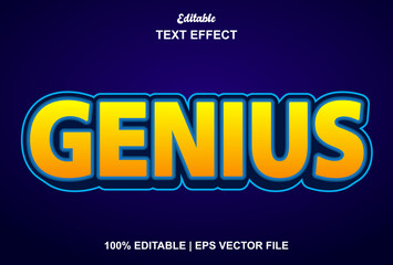 genius text effect with yellow 3d style editable.