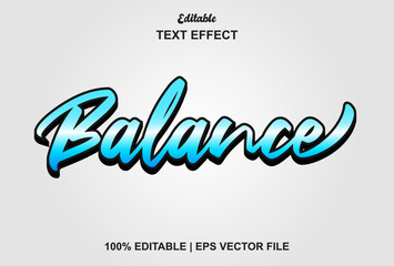 balance text effect with blue color 3d style editable.