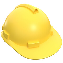 Yellow safety helmet 3d icon, for UI, poster, banner, social media post. 3D rendering