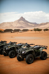Fototapeta na wymiar quad bikes in desert of namibia
