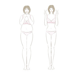 ダイエットに成功した女性　ビフォーアフター
