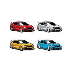 Obraz na płótnie Canvas Set of car illustration vector