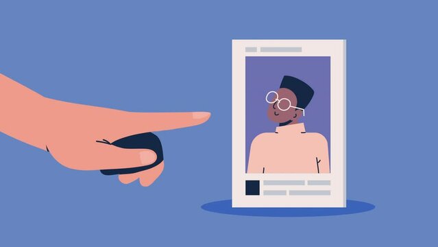 afro woman account social media animation