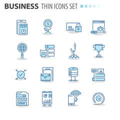 Modern thin line icons set for business