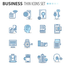 Modern thin line icons set for business