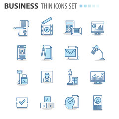 Modern thin line icons set for business