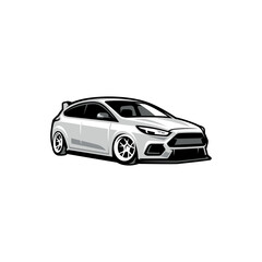 white car illustration vector isolated
