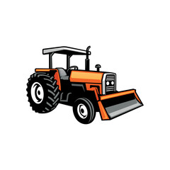 farm tractor and excavation illustration vector