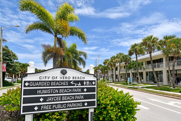 Informational sign in downtown Vero Beach, Florida on Hutchinson Island