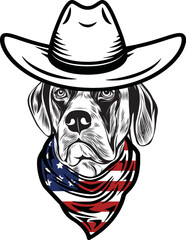 English Mastiff Dog vector eps , Dog in Bandana, sunglasses, Fourth , 4th July vector eps, Patriotic, USA Dog, Cricut Silhouette Cut File