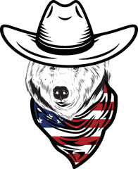 Bear vector eps , Bear in Bandana, sunglasses, Fourth , 4th July vector eps, Patriotic, USA Bear, Cricut Silhouette Cut File