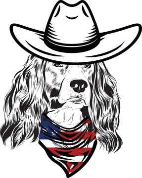 dog wearing cowboy hat and bandana clip art preview