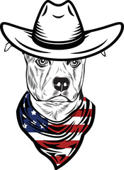 American Staffordshire Terrier Dog vector eps , Dog in Bandana, sunglasses, Fourth , 4th July vector eps, Patriotic, USA Dog, Cricut Silhouette Cut File