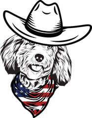 Cockapoo Dog vector eps , Dog in Bandana, sunglasses, Fourth , 4th July vector eps, Patriotic, USA Dog, Cricut Silhouette Cut File