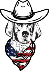 Bluetick Coonhound Dog vector eps , Dog in Bandana, sunglasses, Fourth , 4th July vector eps, Patriotic, USA Dog, Cricut Silhouette Cut File